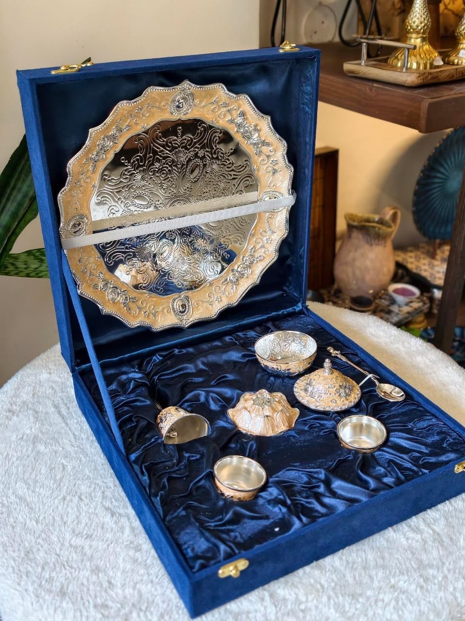 Imported Pooja Thali Set with Velvet Box, photo 2
