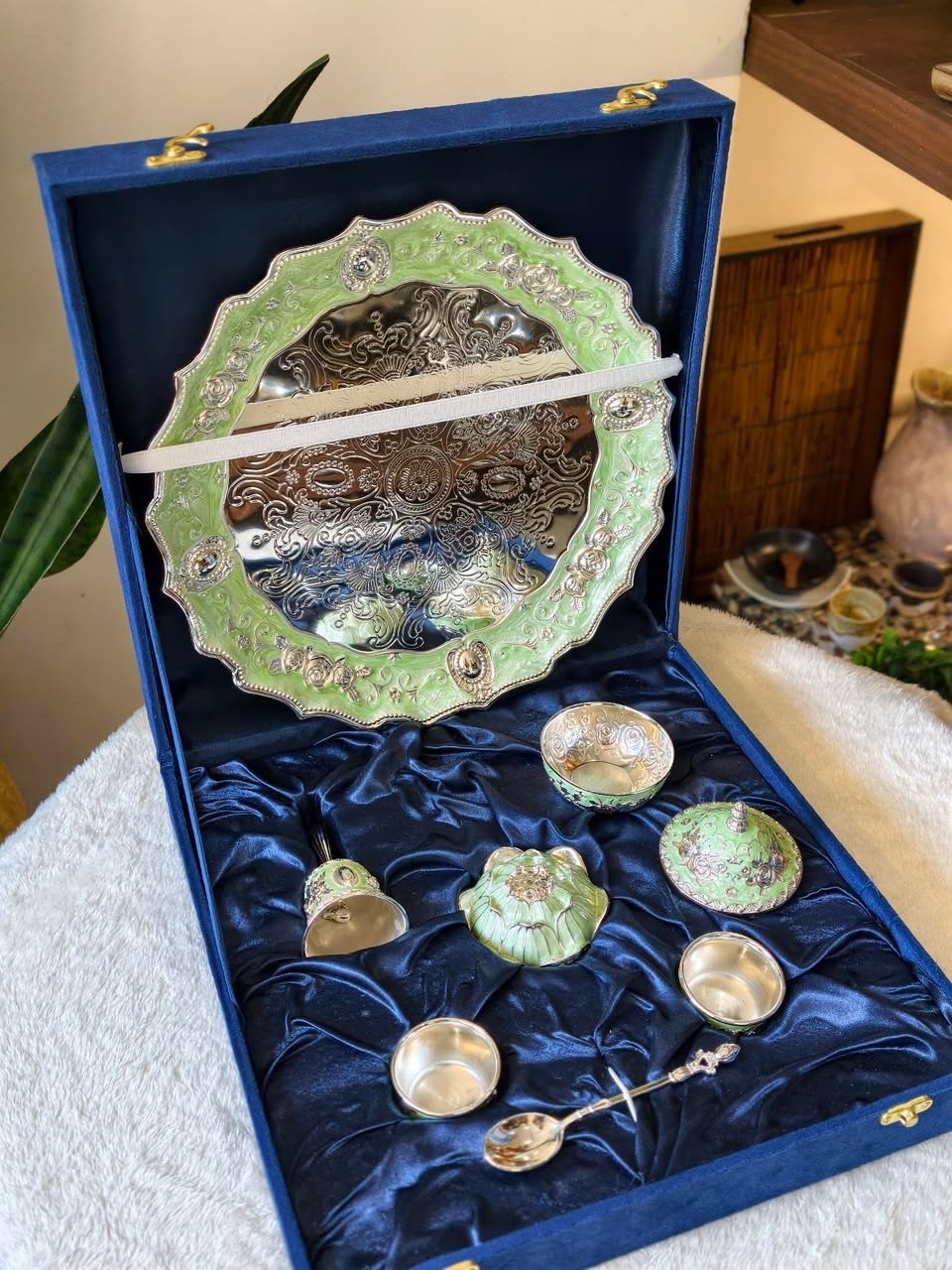 Imported Pooja Thali Set with Velvet Box, photo 8