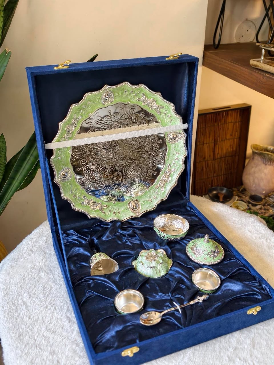 Imported Pooja Thali Set with Velvet Box, photo 4