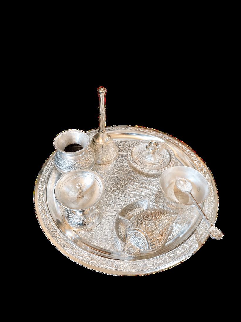 Fine Engraved Classic Puja Thali Set